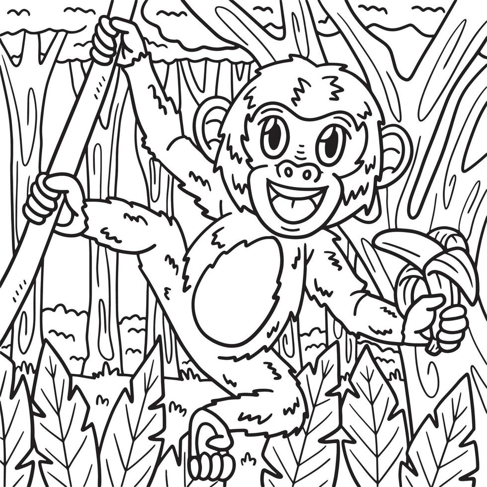 Macaco para colorir para crianças.