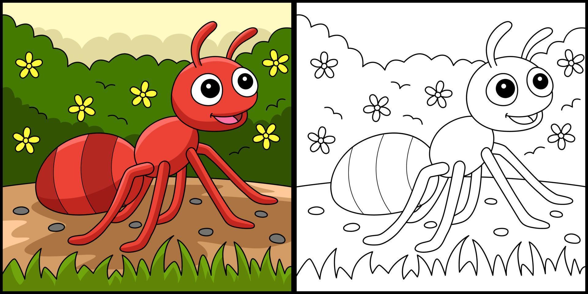 animal formiga para colorir ilustração colorida vetor