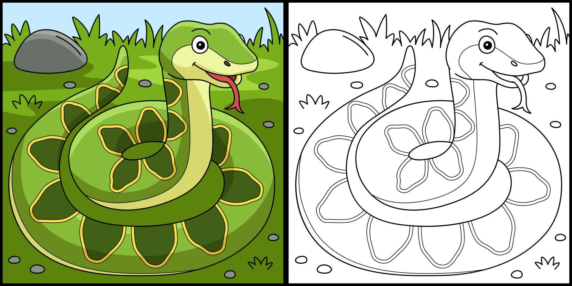 ilustração colorida de página para colorir animal víbora vetor