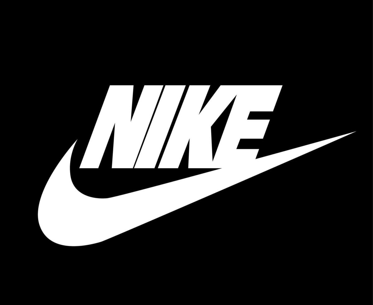 nike logotipo branco com nome design de roupas ícone abstrato futebol ilustração vetorial com fundo preto vetor