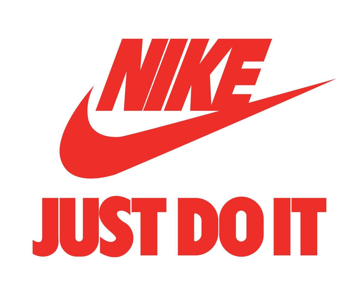 logotipo da nike e apenas faça isso símbolo vermelho com nome design de roupas ícone abstrato futebol ilustração vetorial com fundo branco vetor