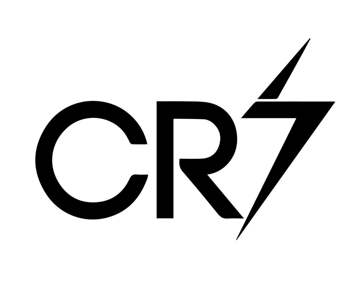 cr7 símbolo logotipo design de roupas pretas ícone abstrato futebol ilustração vetorial com fundo branco vetor
