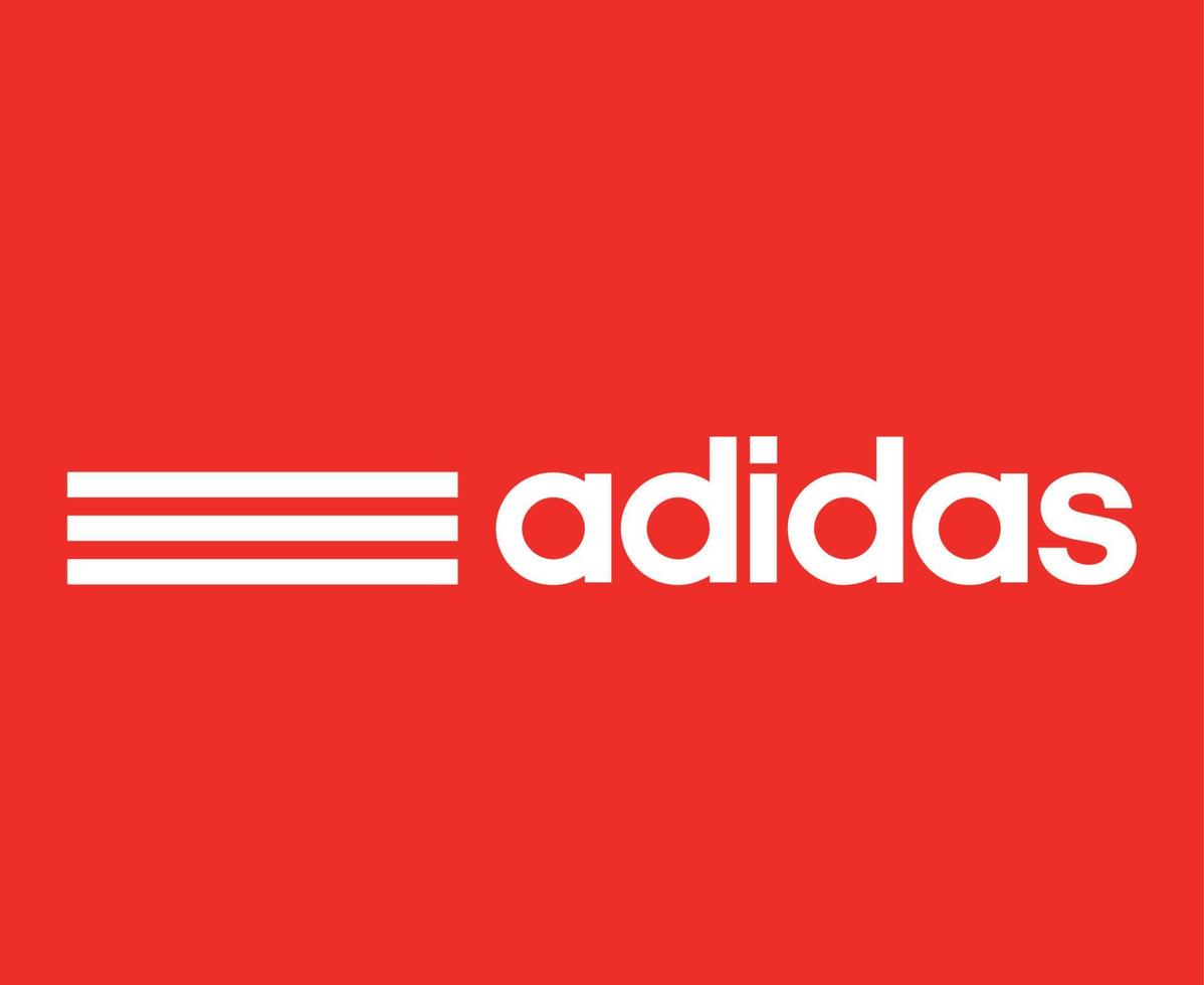 adidas nome símbolo logotipo roupas brancas design ícone abstrato futebol ilustração vetorial com fundo vermelho vetor