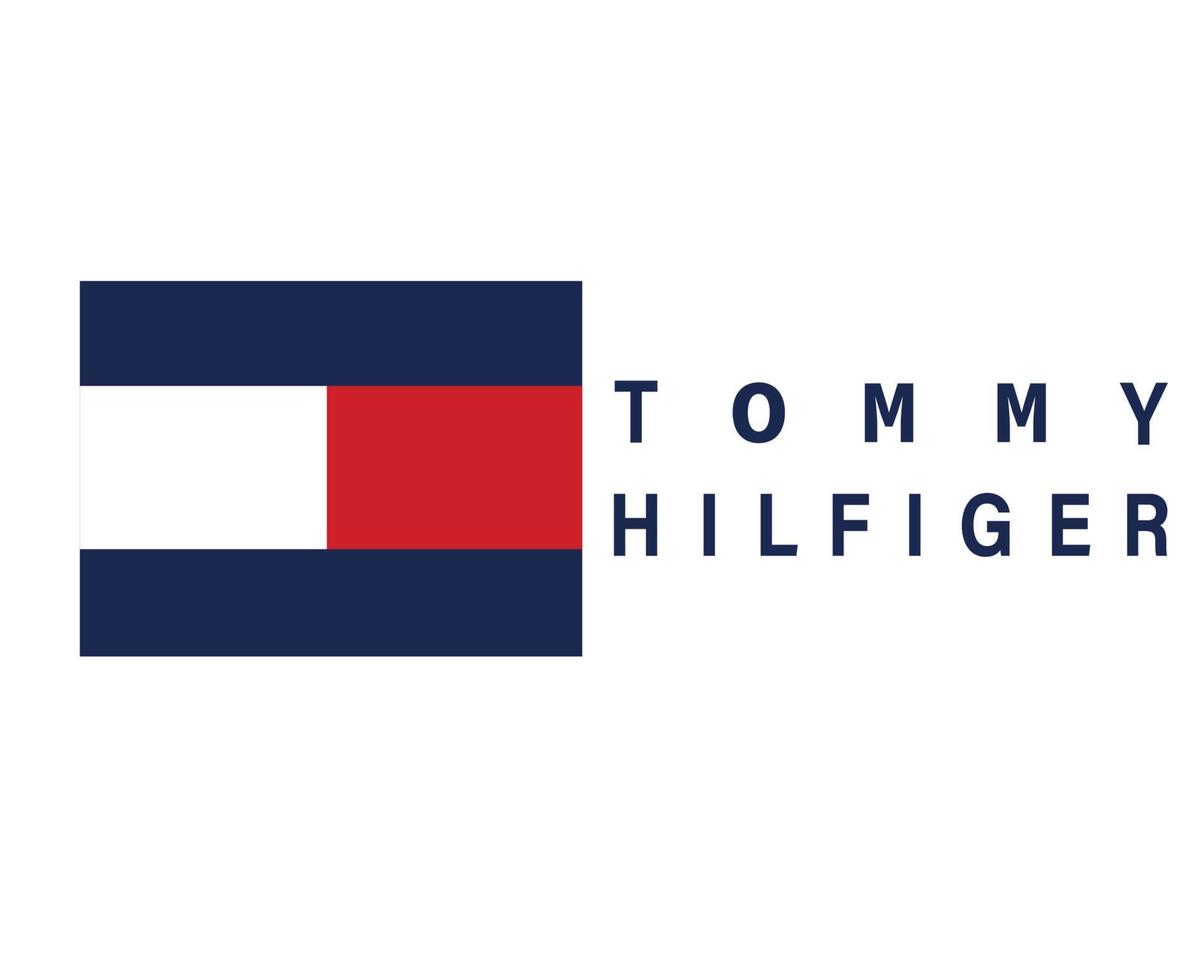 símbolo de logotipo de roupas tommy hilfiger vermelho e azul com ícone de design de nome abstrato ilustração vetorial de futebol com fundo branco vetor