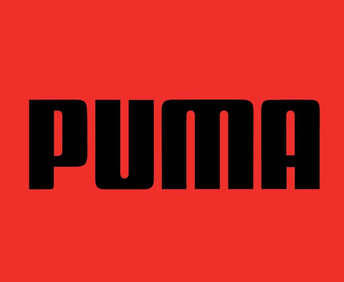puma logotipo nome símbolo preto design de roupas ícone abstrato futebol ilustração vetorial com fundo vermelho vetor