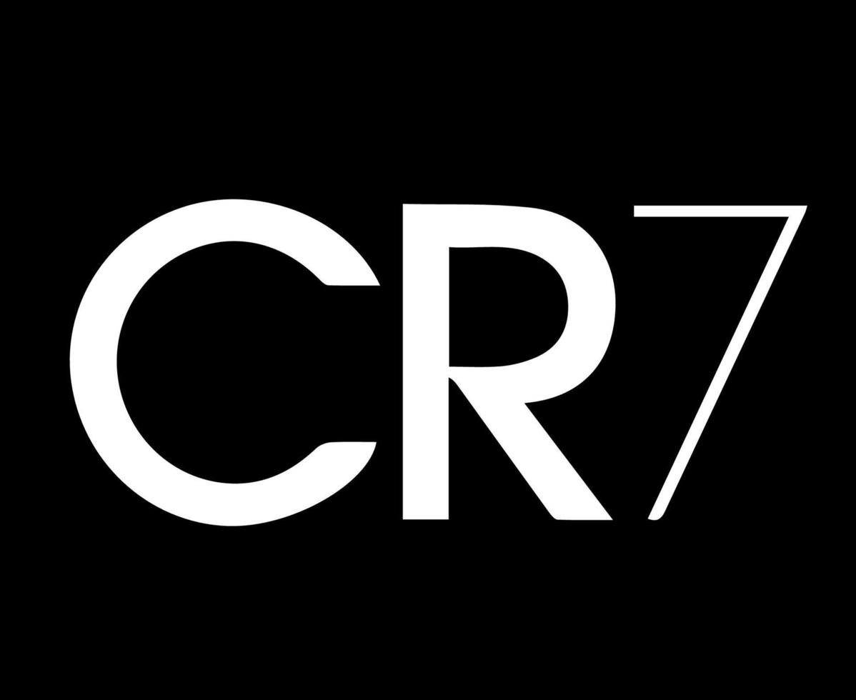 cr7 símbolo logotipo design de roupas brancas ícone abstrato futebol ilustração vetorial com fundo preto vetor