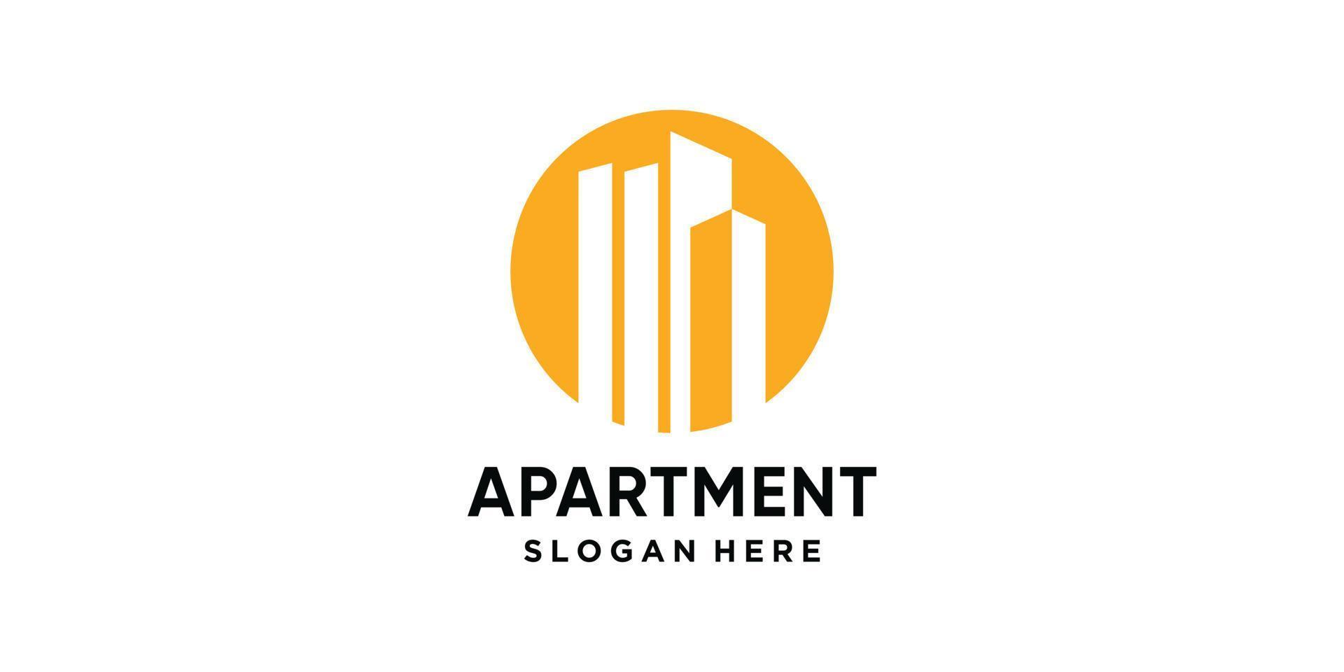 modelo de design de logotipo de apartamento com conceito de círculo vetor