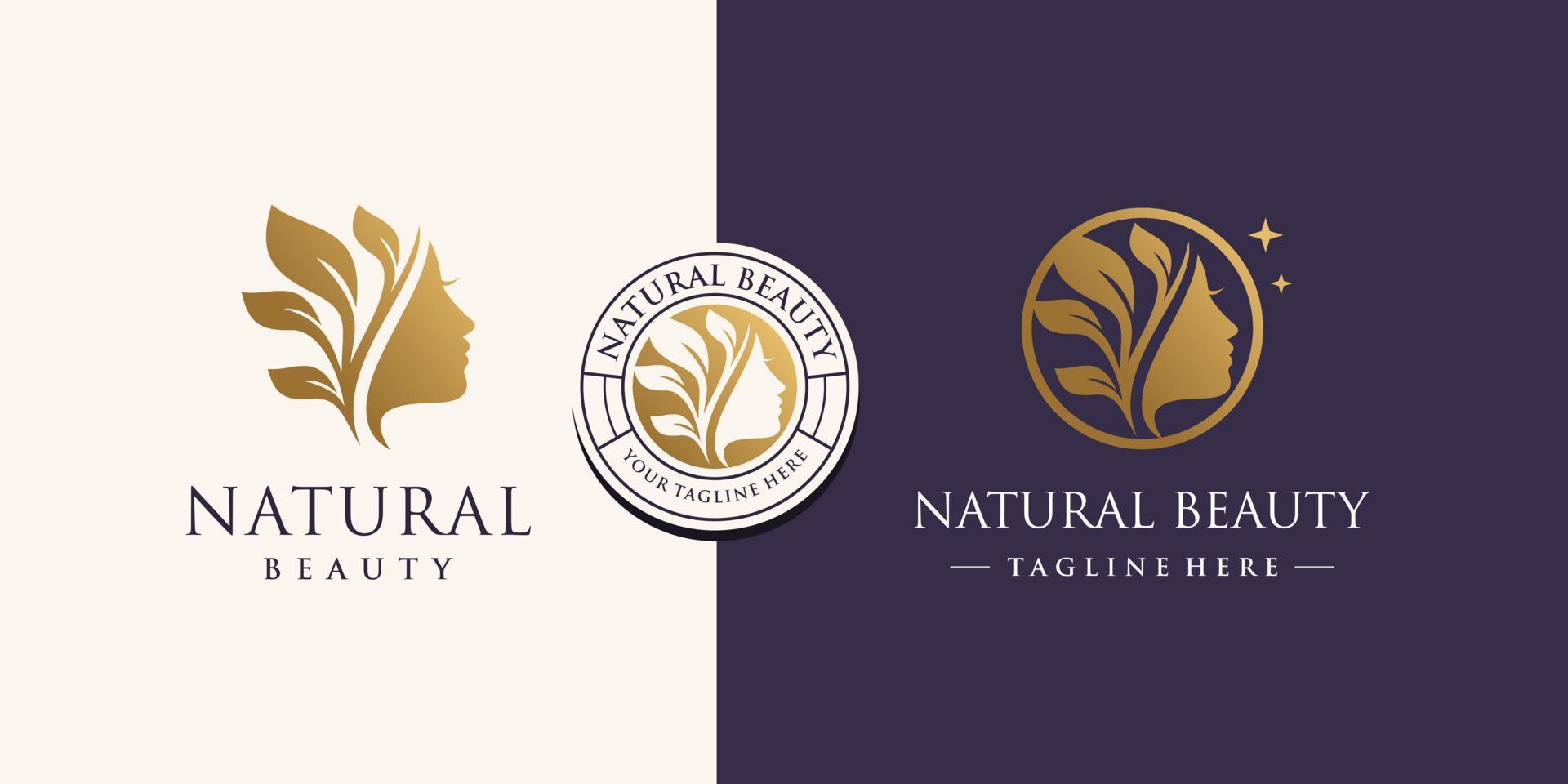 design de logotipo de beleza da natureza com vetor premium de conceito criativo