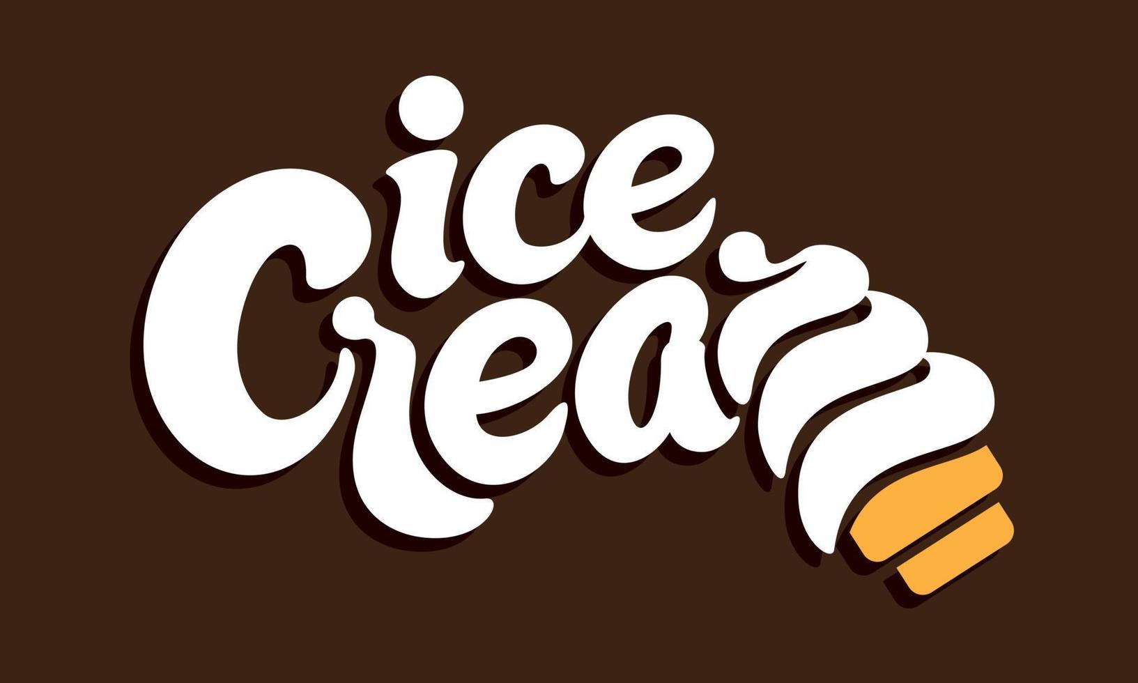 letras de sorvete, marca de palavra, ênfase do logotipo na letra m vetor