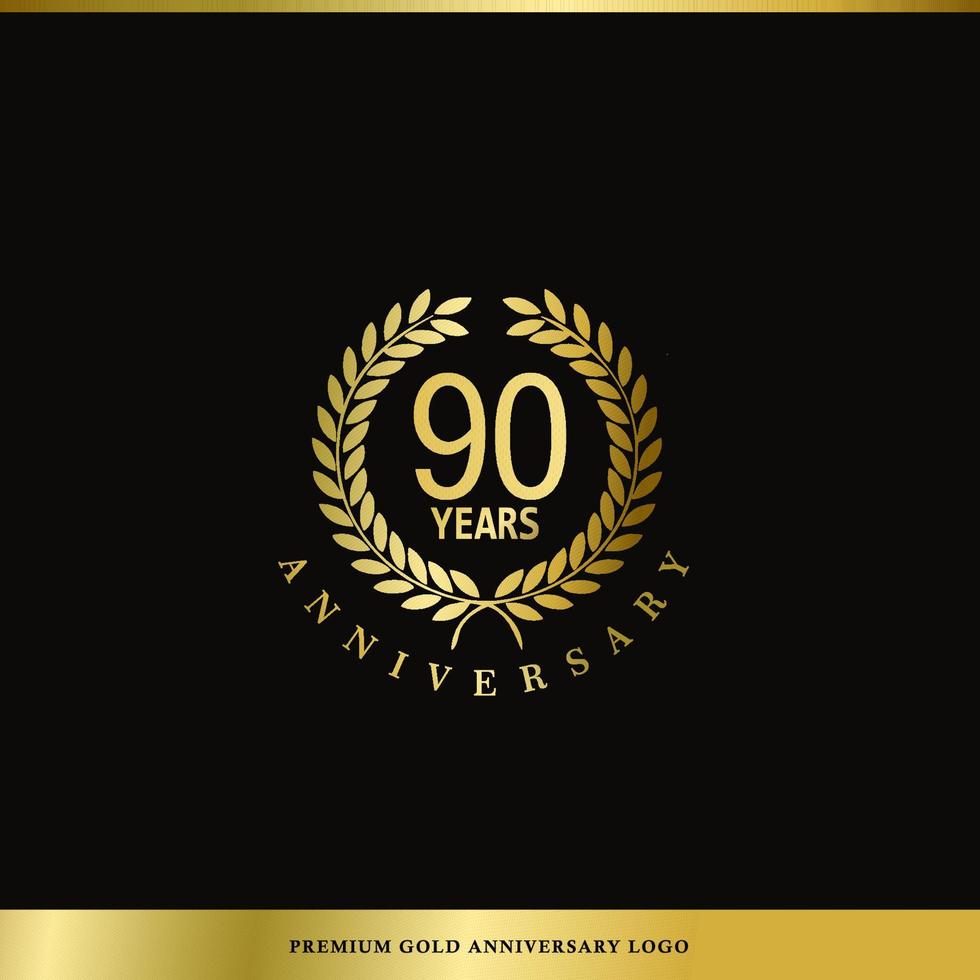 aniversário de logotipo de luxo 90 anos usado para hotel, spa, restaurante, vip, moda e identidade de marca premium. vetor