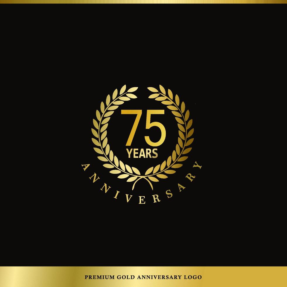 aniversário de logotipo de luxo 75 anos usado para hotel, spa, restaurante, vip, moda e identidade de marca premium. vetor