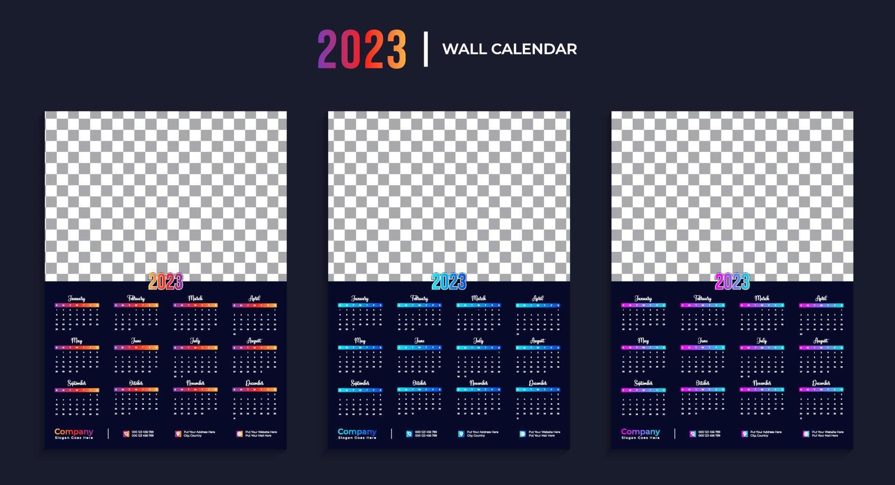 2023 wall calendar.1 page calendar pro download vetor