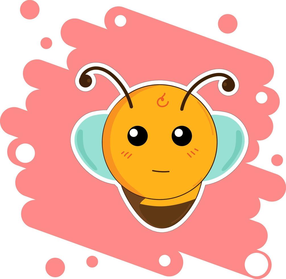abelha engraçada em um fundo rosa vetor