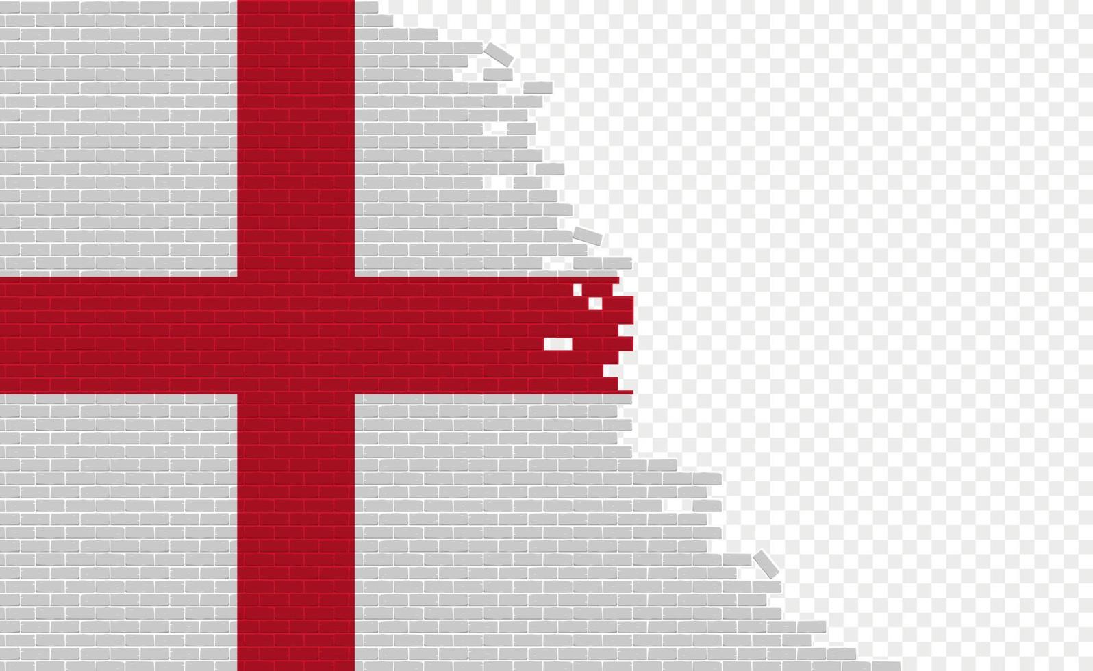 bandeira da inglaterra na parede de tijolos quebrados. campo de bandeira vazio de outro país. comparação do país. edição fácil e vetor em grupos.