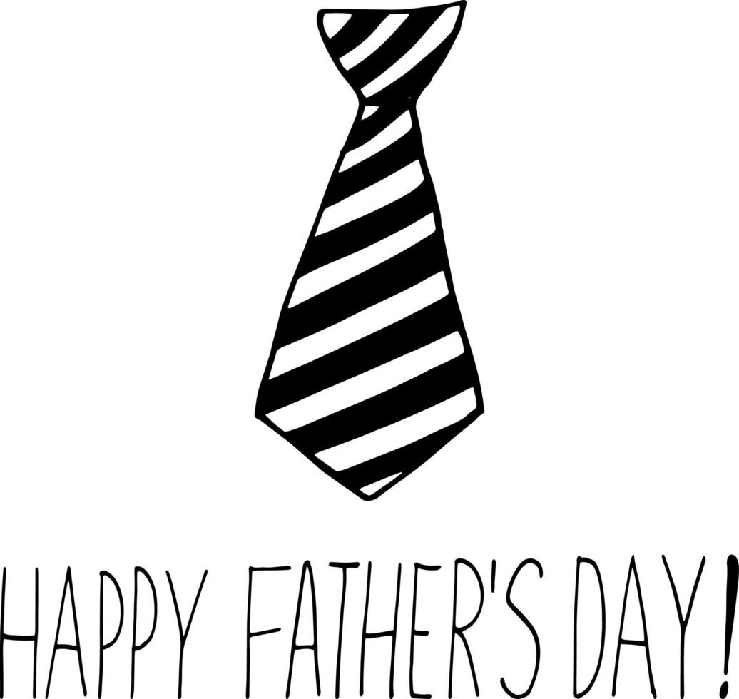 gravata e letras de feliz dia dos pais. estilo doodle desenhado à mão. modelo para cartão, pôster. , minimalismo, monocromático. feriado vetor