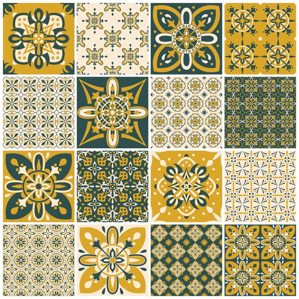 azulejos de azulejos portugueses ornamentados tradicionais. padrão vintage para design têxtil. vetor