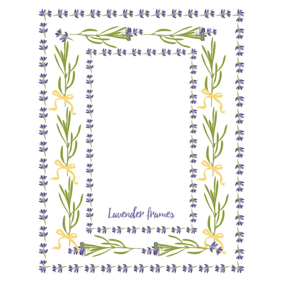 definir o modelo de lindos quadros florais de lavanda violeta em estilo aquarela plano isolado no fundo branco para design decorativo, cartão de casamento, convite, base de viagem. ilustração botânica vetor