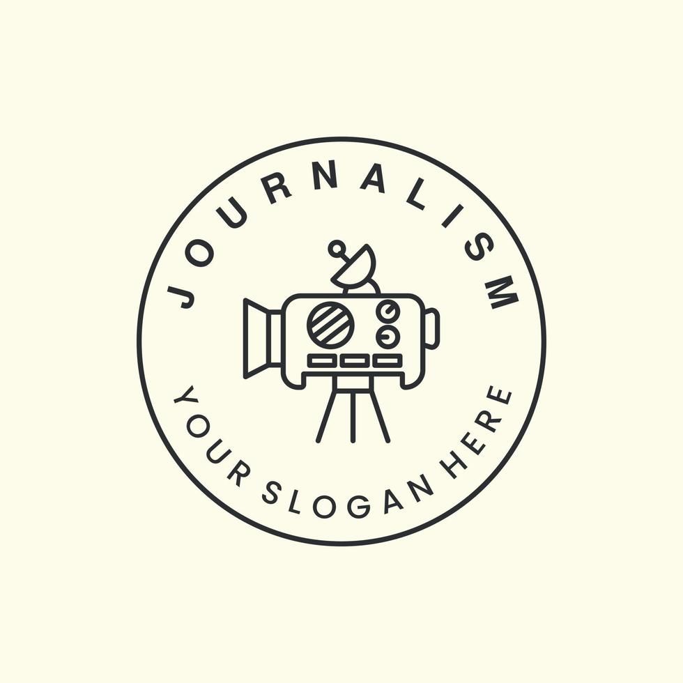 jornalismo com arte de linha e design de ícone de vetor de logotipo de estilo de emblema. ilustração de modelo de câmera