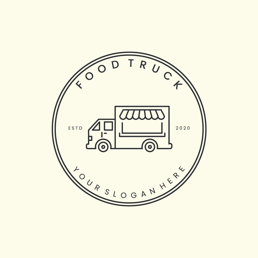 ilustração de modelo de design de ícone de vetor de logotipo de caminhão de comida linear e insígnia