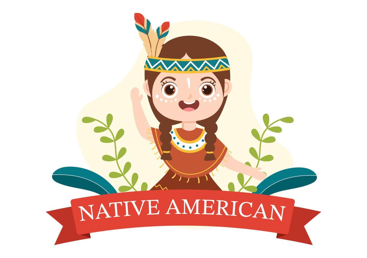 modelo de dia do patrimônio nativo americano ilustração plana de desenho animado desenhado à mão para reconhecer as conquistas e contribuições da cultura indígena tribal vetor