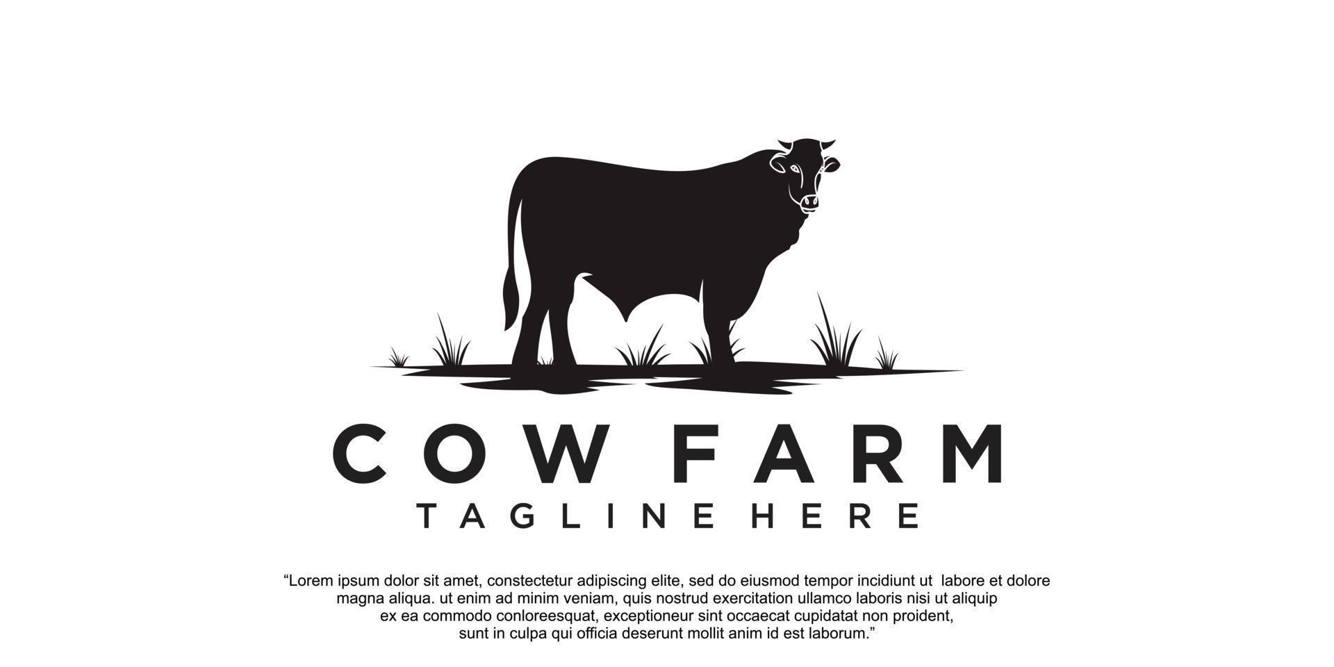 vaca fazenda ícone logotipo design ilustração vetorial premium vetor