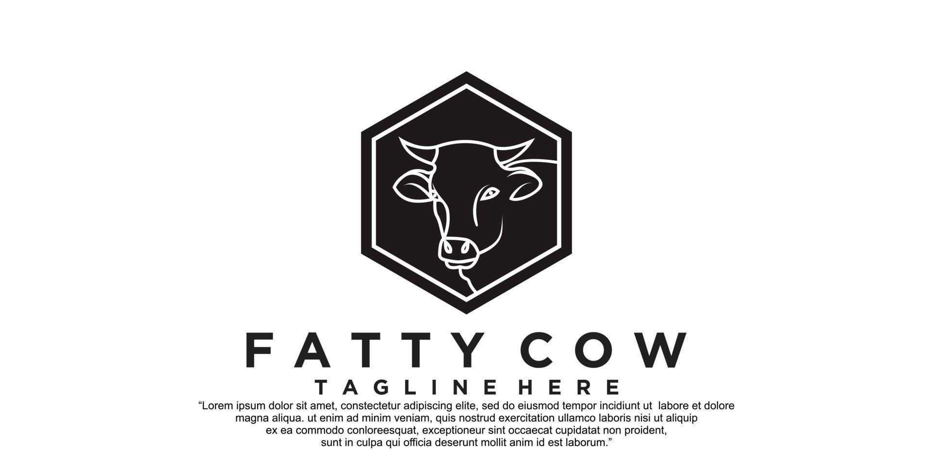 ícone de vaca gorda design de logotipo ilustração vetorial premium vetor