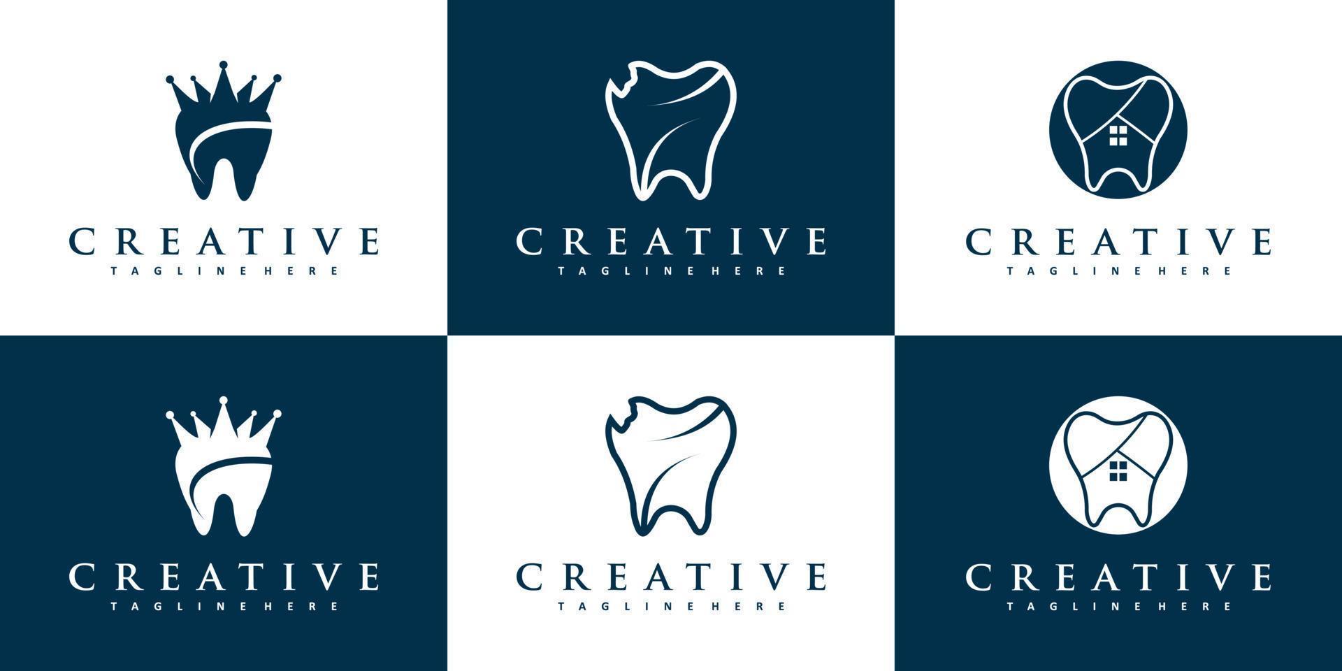 conceito de logotipo dental com vetor premium de estilo único e criativo