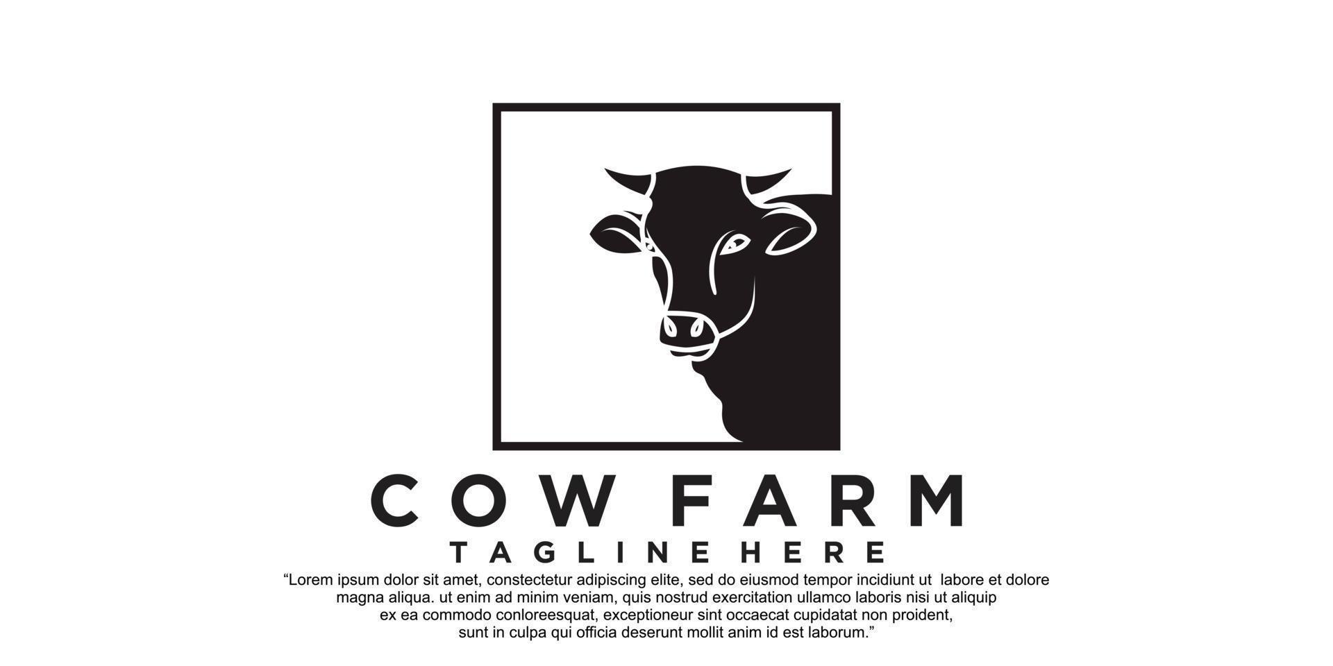 vaca fazenda ícone logotipo design ilustração vetorial premium vetor