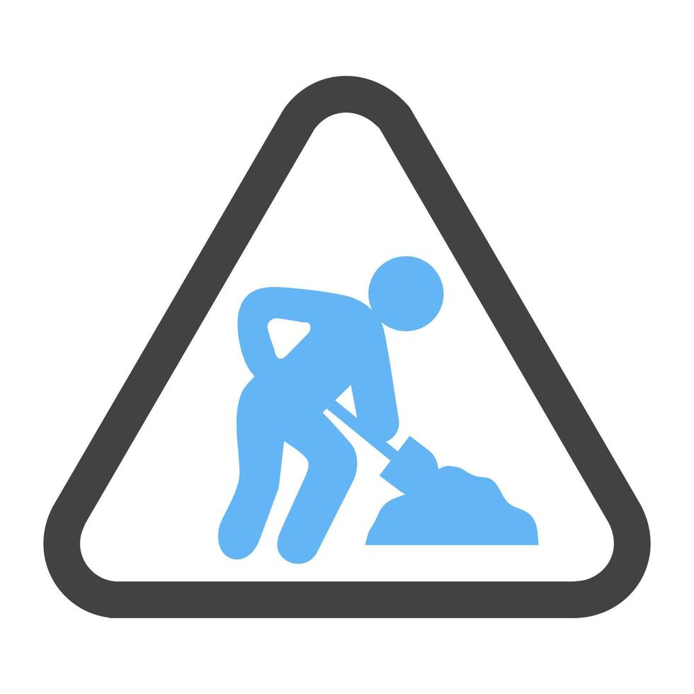 ícone de glifo azul e preto de sinal de construção vetor