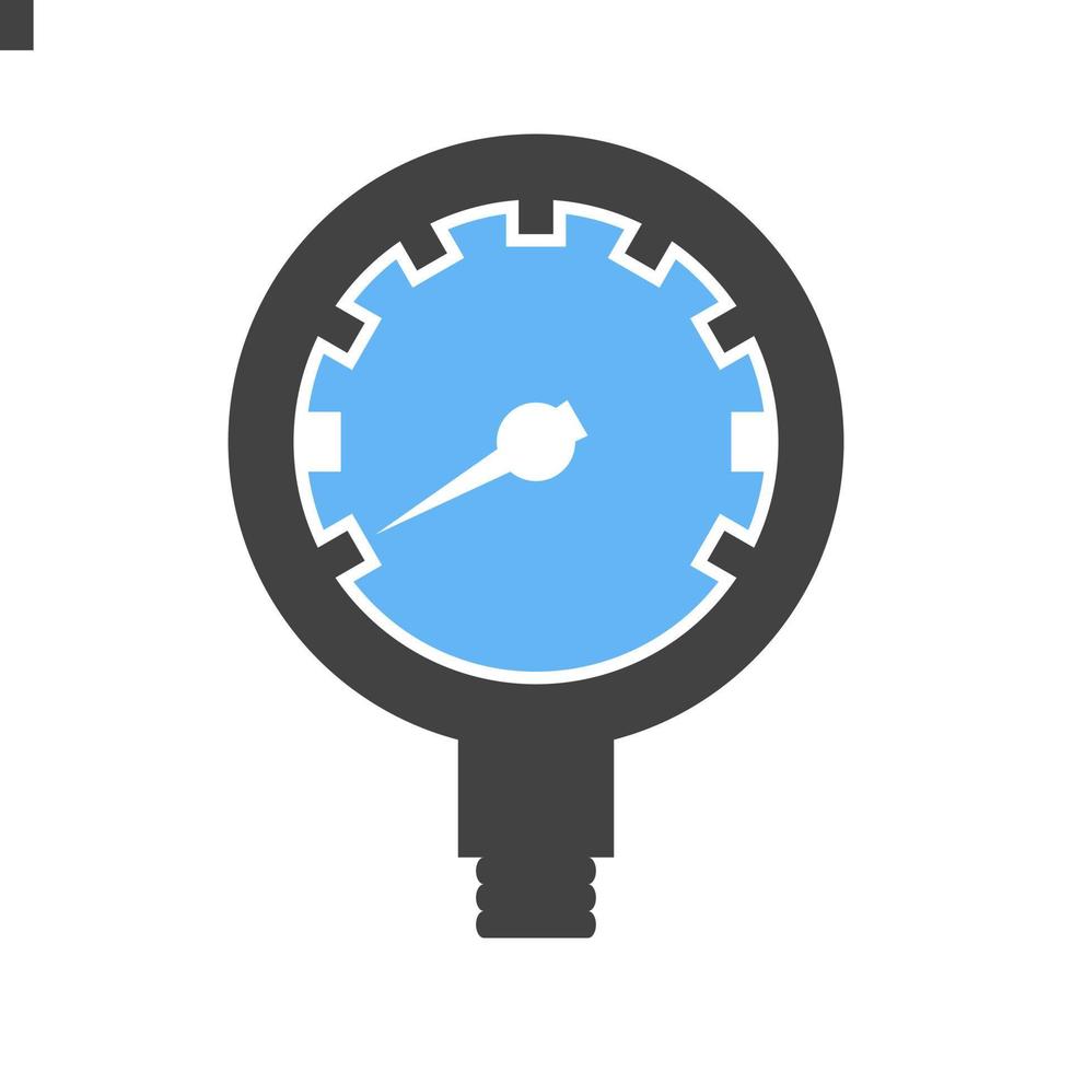 ícone azul e preto do glifo do manômetro vetor