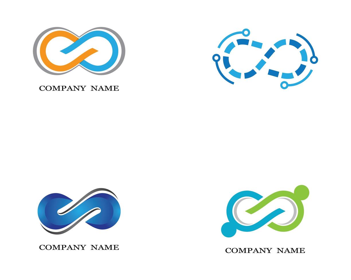 logotipos infinito laranja, azul e verde vetor