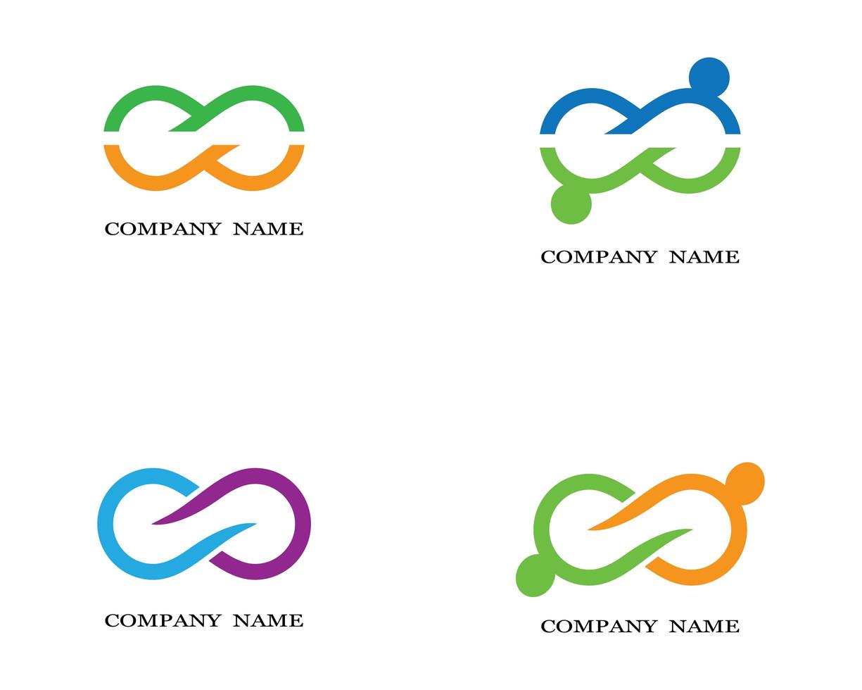 logotipos de infinito verde, laranja, azul e roxo vetor