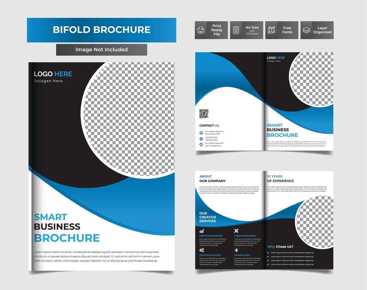 brochura bi-fold de negócios modernos do círculo vetor