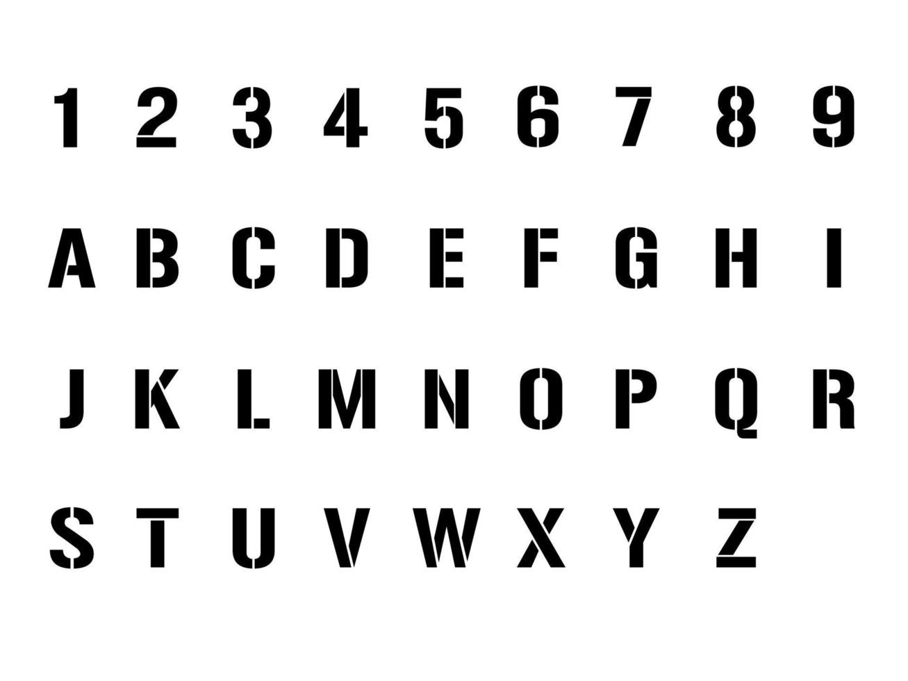 coleção de letras de alfabeto de recorte de estêncil vetor
