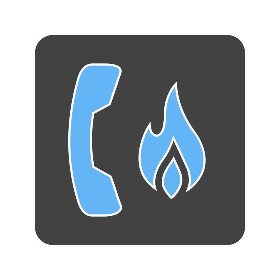 ícone azul e preto do glifo de emergência de fogo vetor