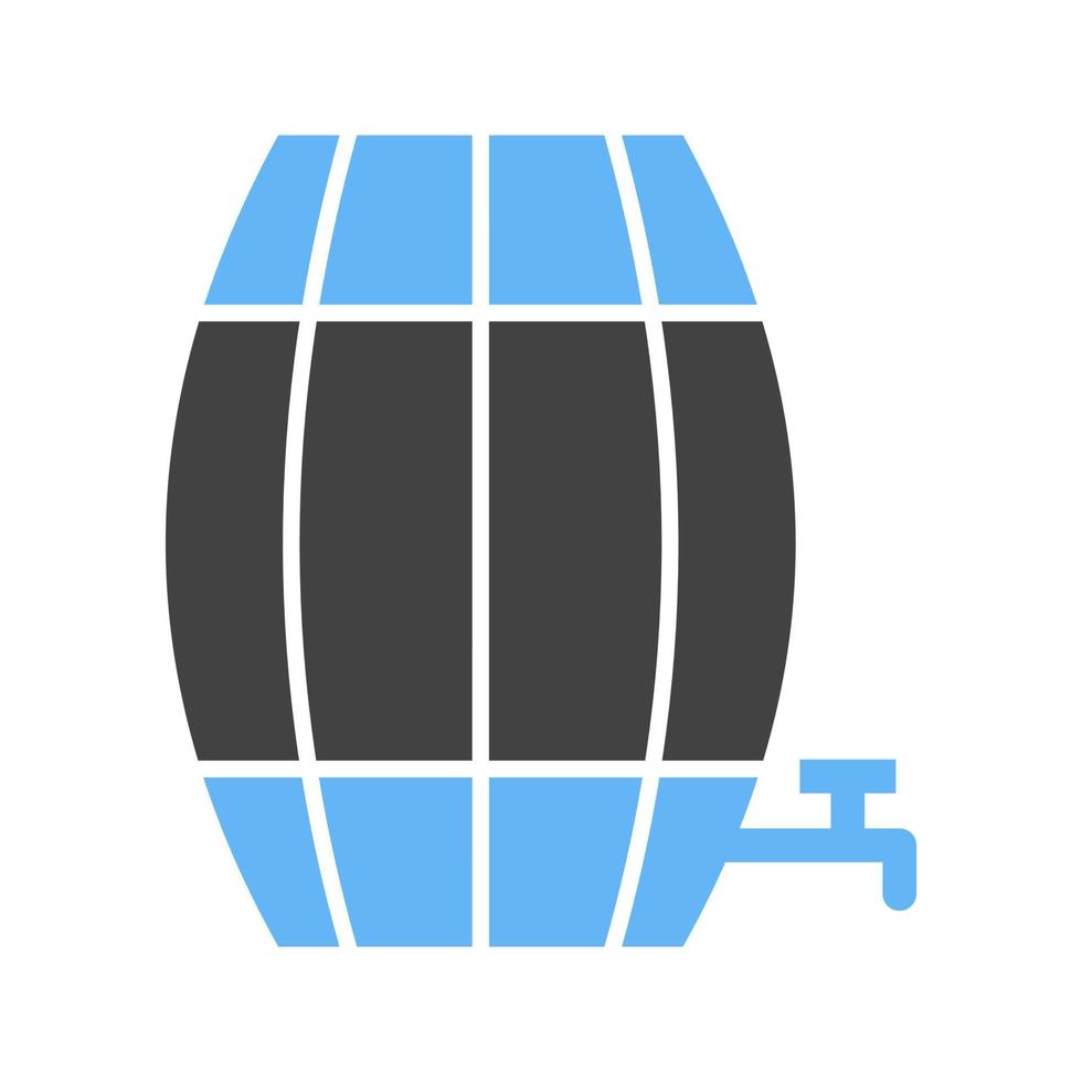 ícone de glifo de barril azul e preto vetor