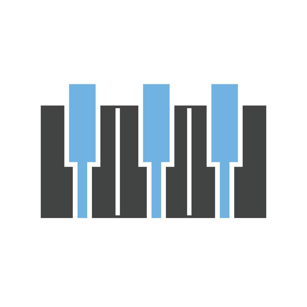 teclas de piano glifo ícone azul e preto vetor