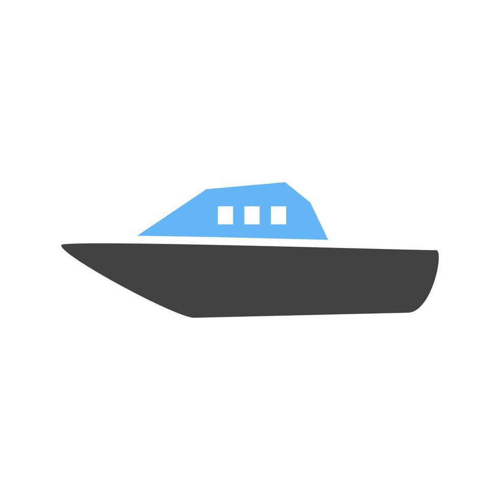 ícone azul e preto do glifo do barco vetor