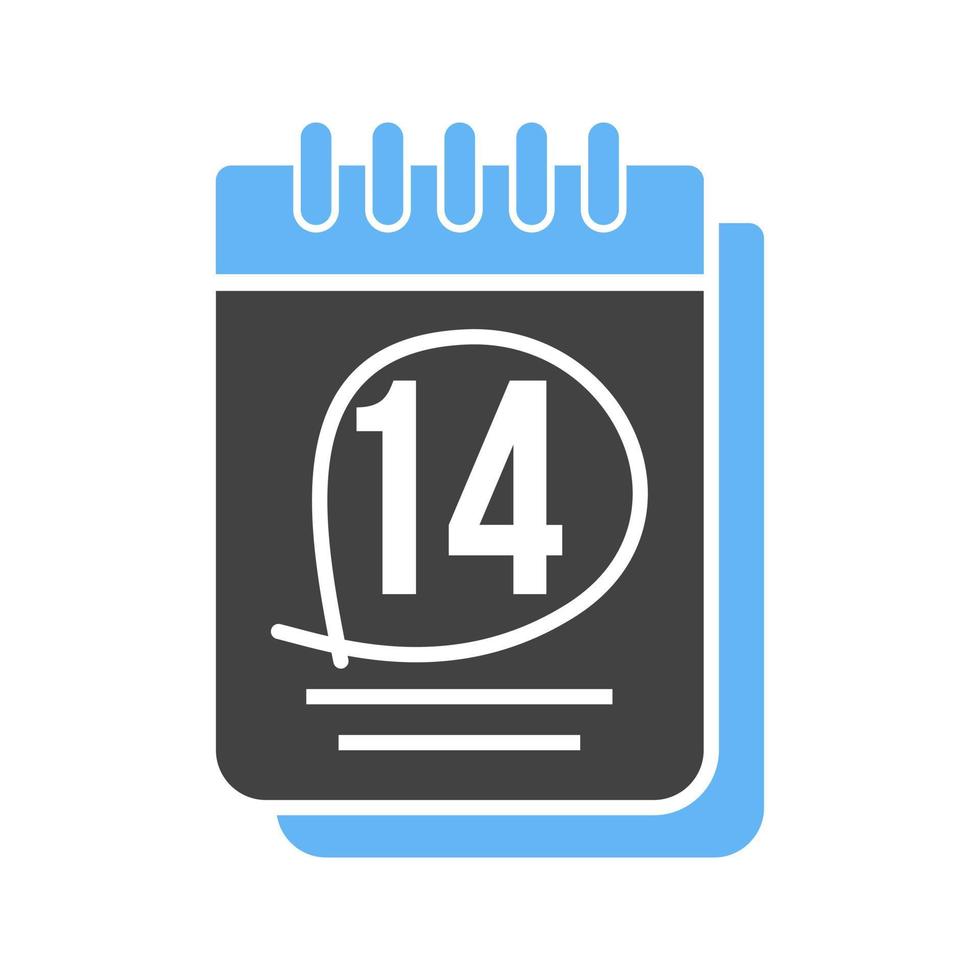 ícone de glifo de calendário marcado azul e preto vetor