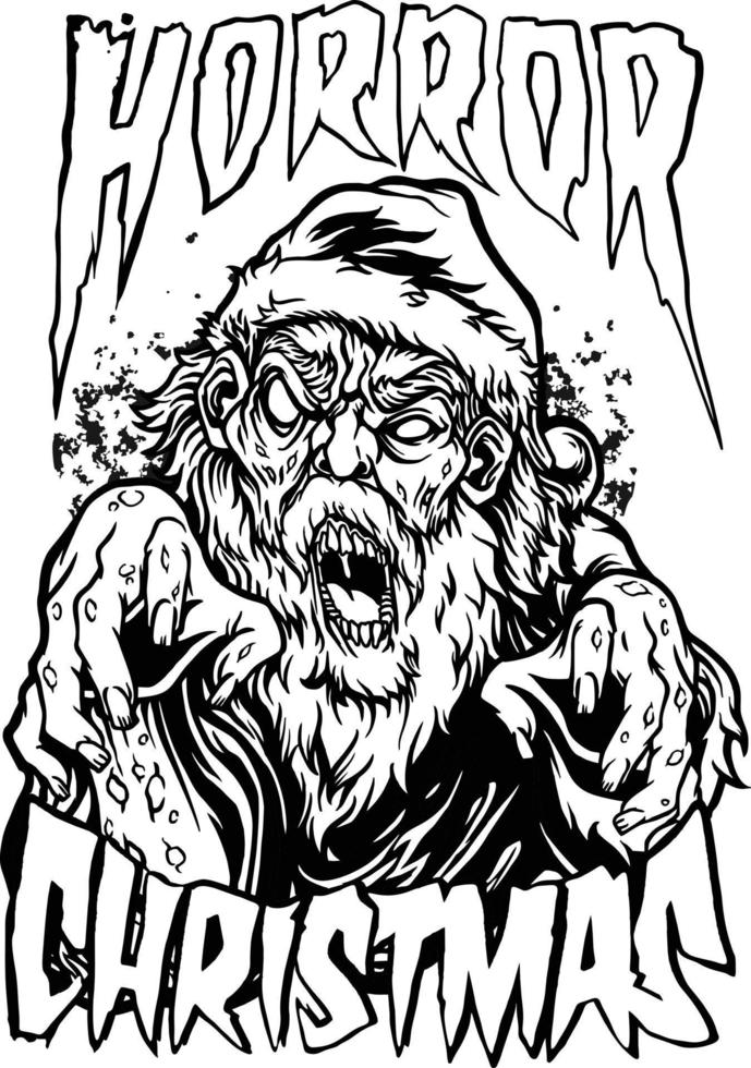 silhueta de horror de zumbi de natal papai noel vetor