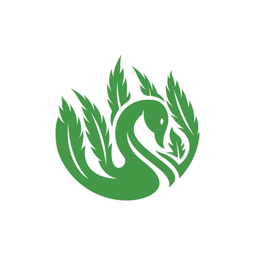 cisne maconha folha natureza ecologia logotipo vetor