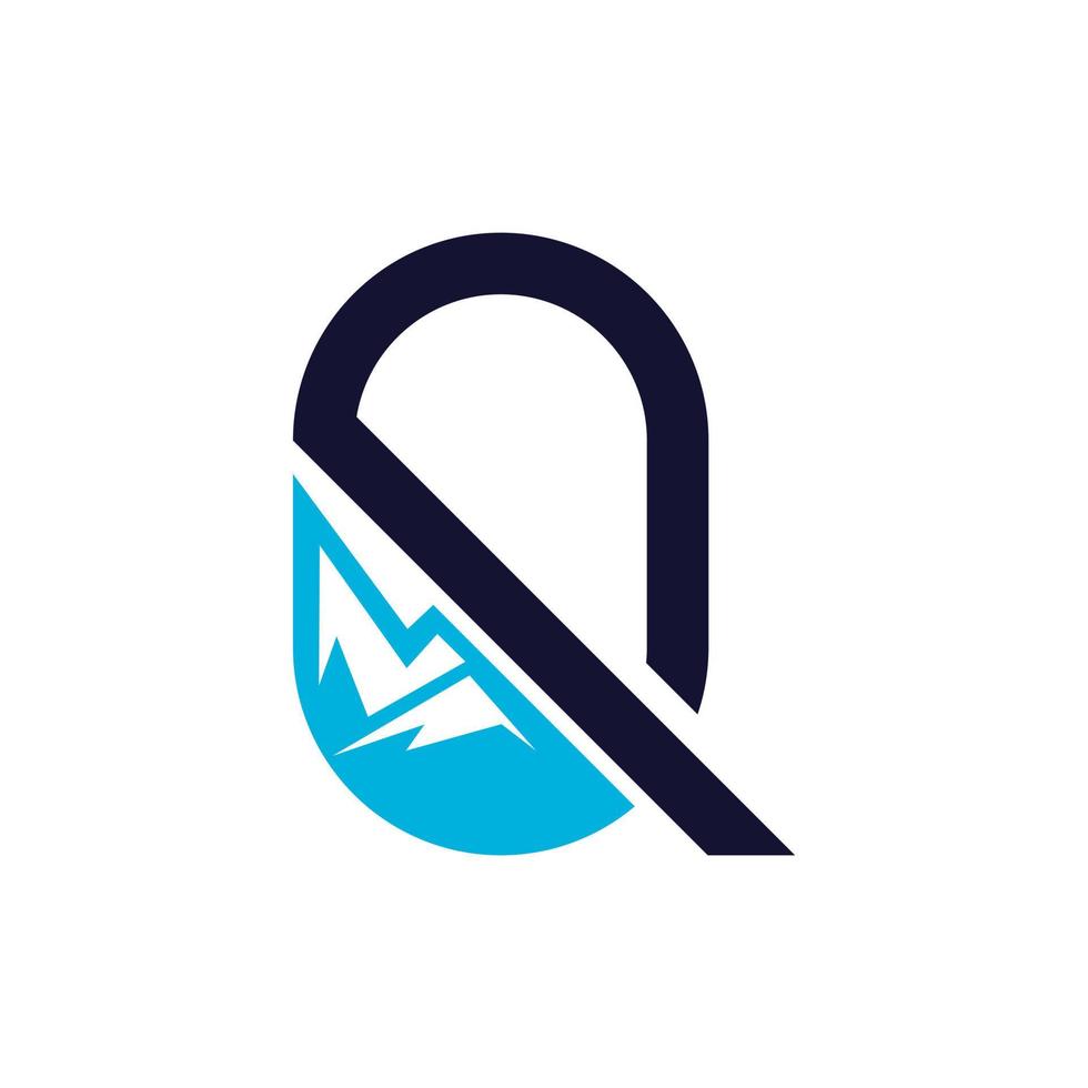 letra q logotipo simples da montanha vetor