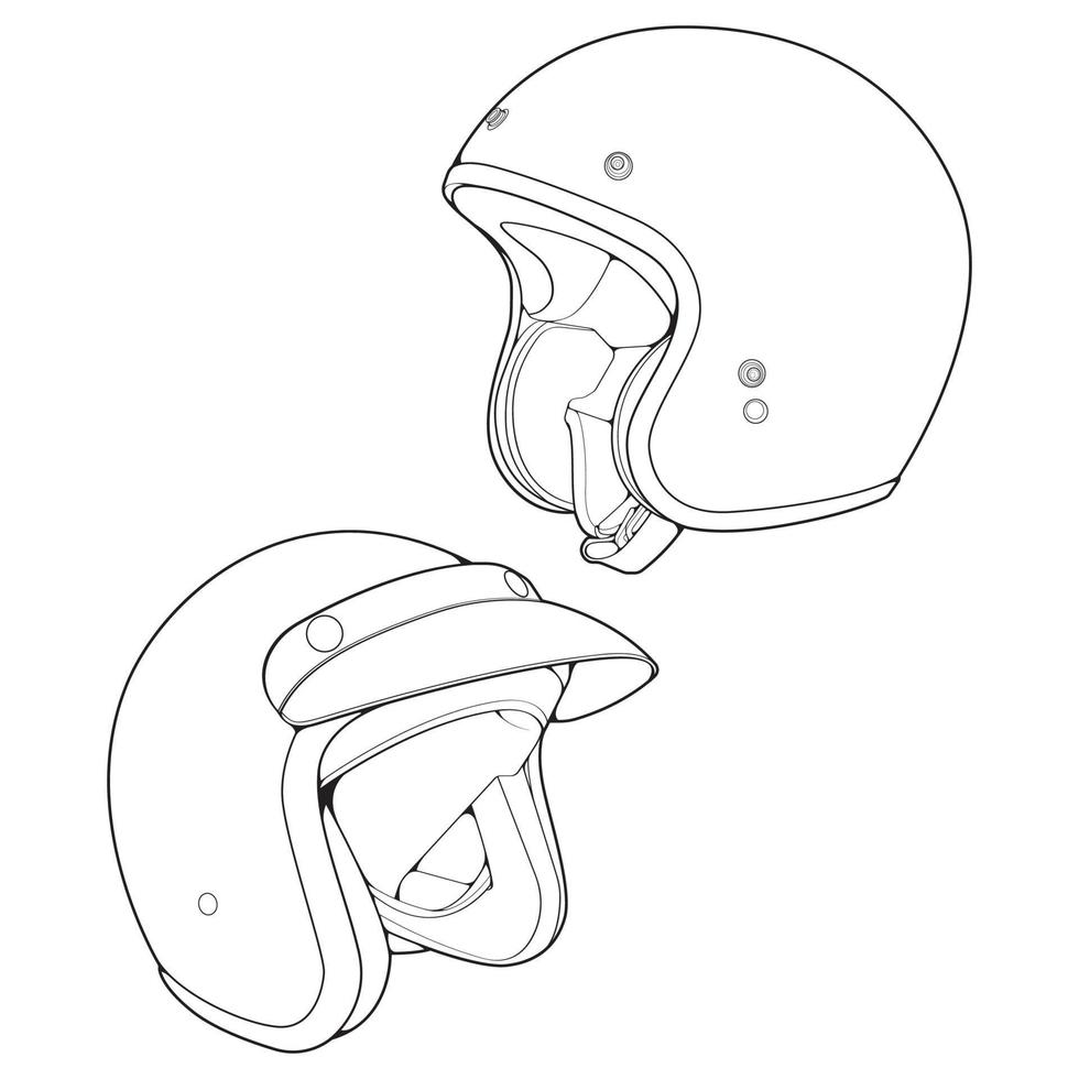 conjunto de modelo capacete metade, ilustração vetorial de capacete de arte de linha, vetor de arte de linha, vetor de capacete