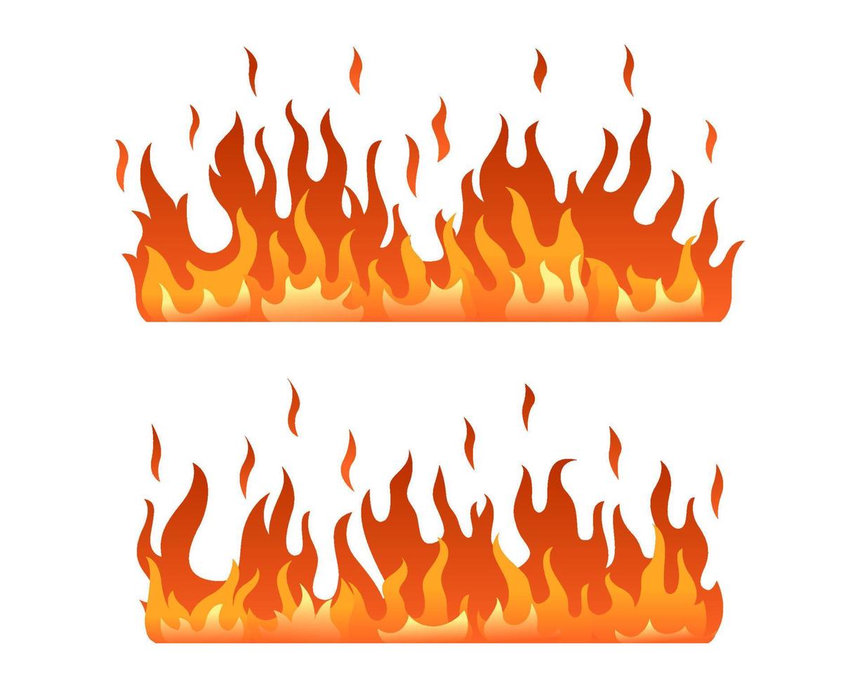 conjunto de banner de chama de fogo ardente horizontal com ilustração de estilo simples vetor