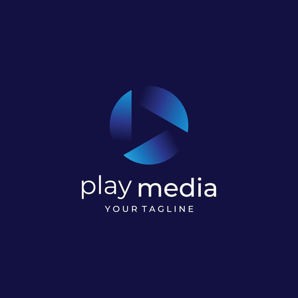 botão de reprodução de logotipo de mídia com triângulo moderno, o logotipo pode ser usado para multimídia, impressão, tecnologia e outros negócios. vetor
