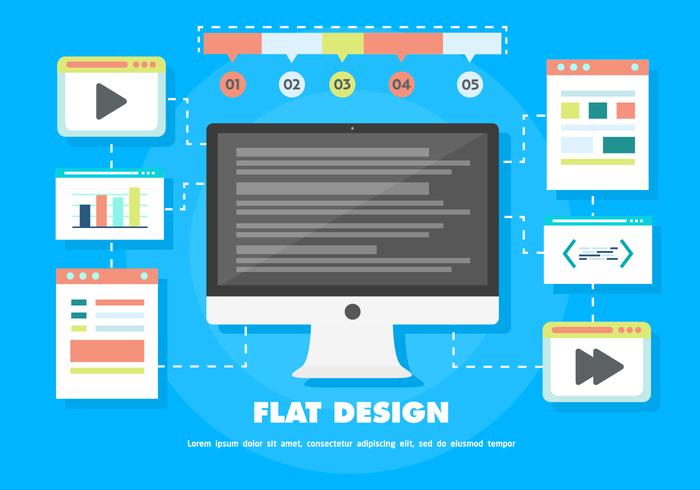 Fundo de vector de marketing digital plano gratuito com computador