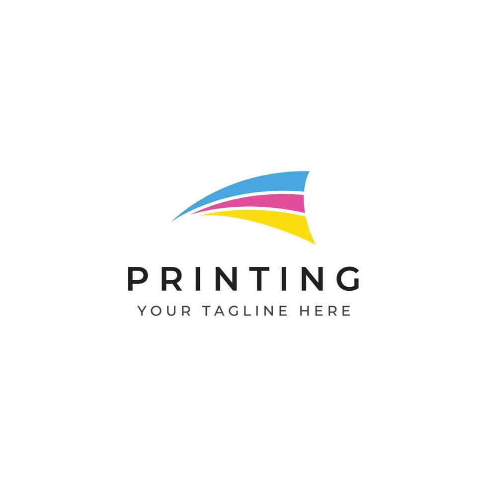 impressão digital de logotipo colorido abstrato, serviços de impressão, mídia, tecnologia e internet. com um conceito moderno e simples. vetor