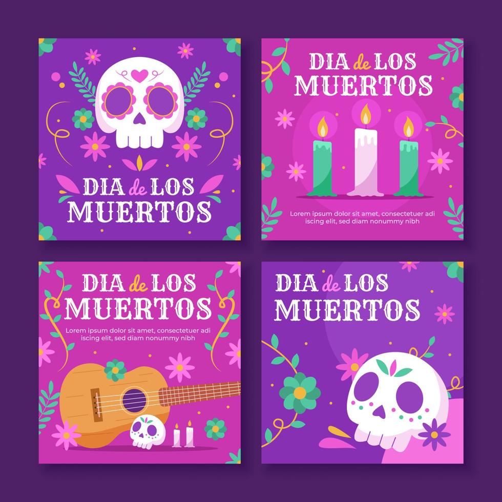 modelo de mídia social dia de los muertos vetor