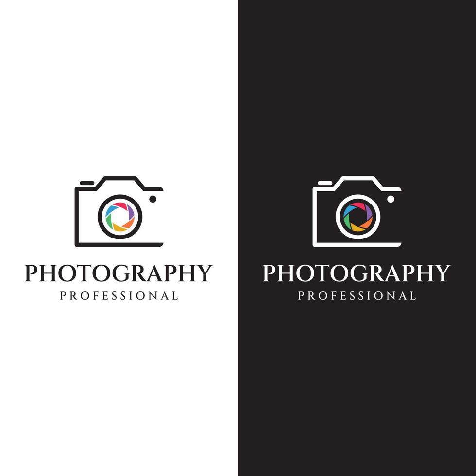 logotipo da câmera de fotografia, obturador da câmera da lente, digital, linha, profissional, elegante e moderno. logotipo pode ser usado para estúdio, fotografia e outros negócios. vetor
