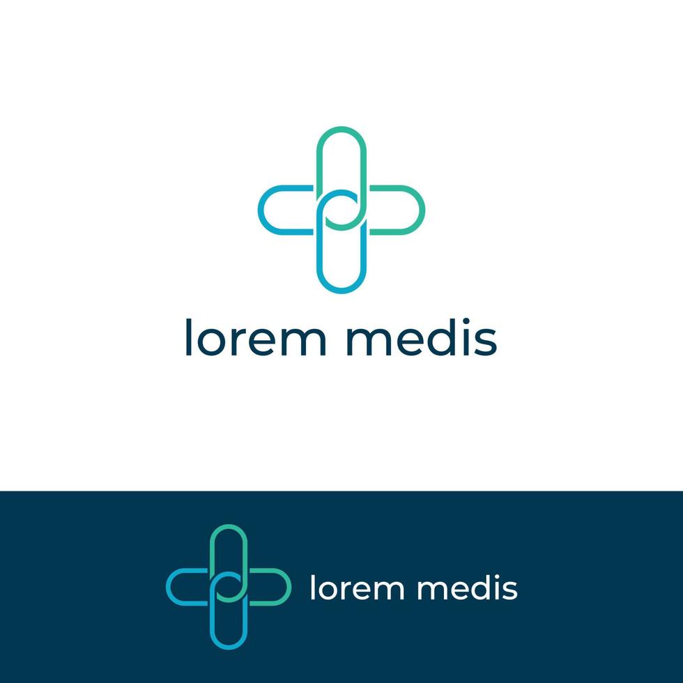 logotipo de sinal médico usando um sinal de adição simples e moderno, logotipo para médico, farmácia, farmácia, hospital.com ilustração vetorial de modelo. vetor